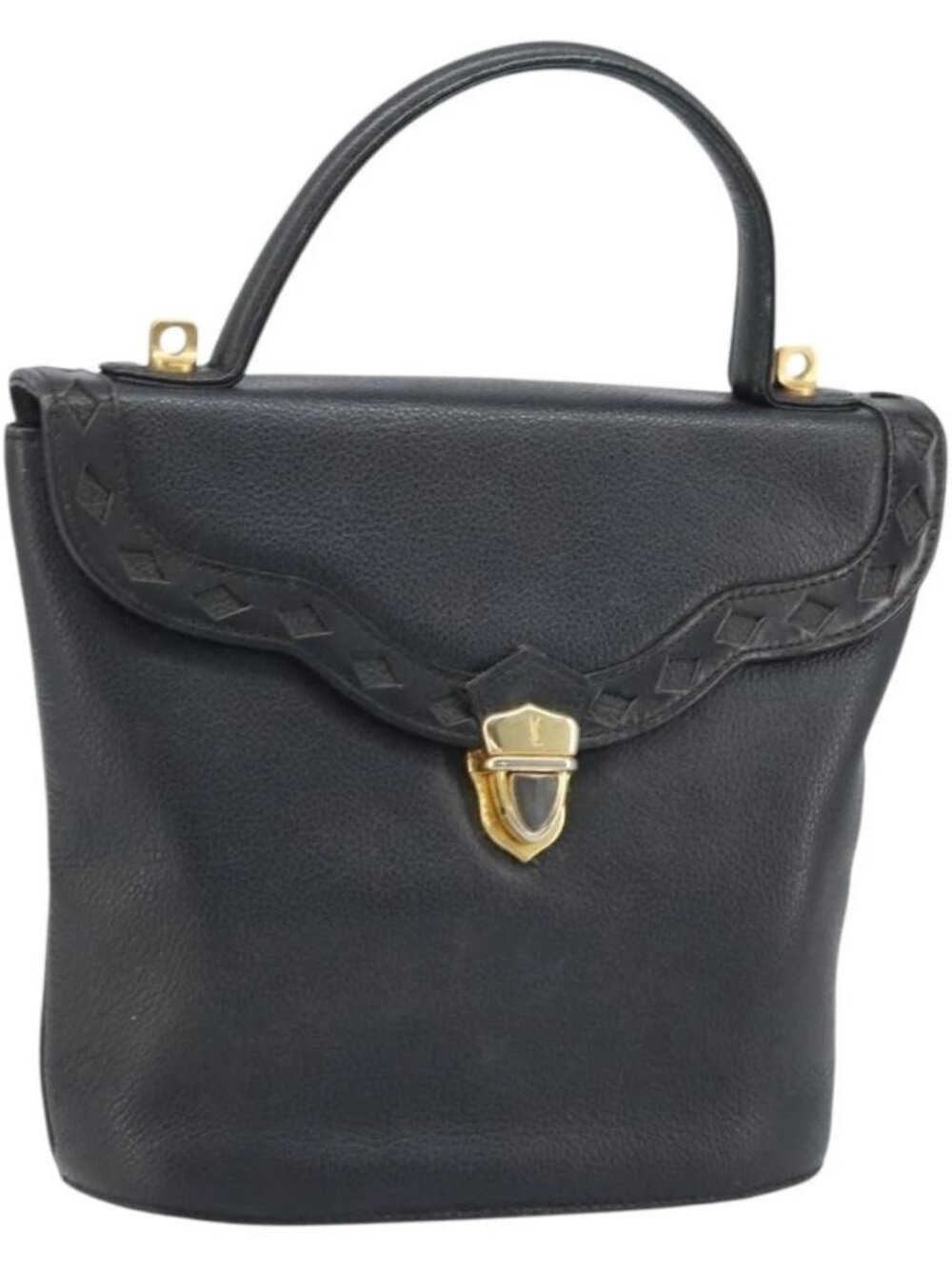 SAINT LAURENT Hand Bag Leather Black Gold Auth 174481 - Picture 2 of 15